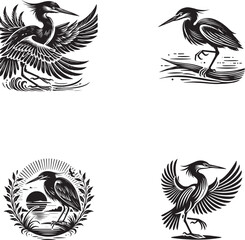 Elegant Heron Silhouettes Collection