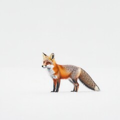 Obraz premium Playful fox strolling in minimalist setting wildlife photography natural environment close-up view animal behavior