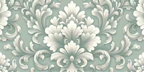 a beautiful light gray and green damask pattern, elegant and luxurious