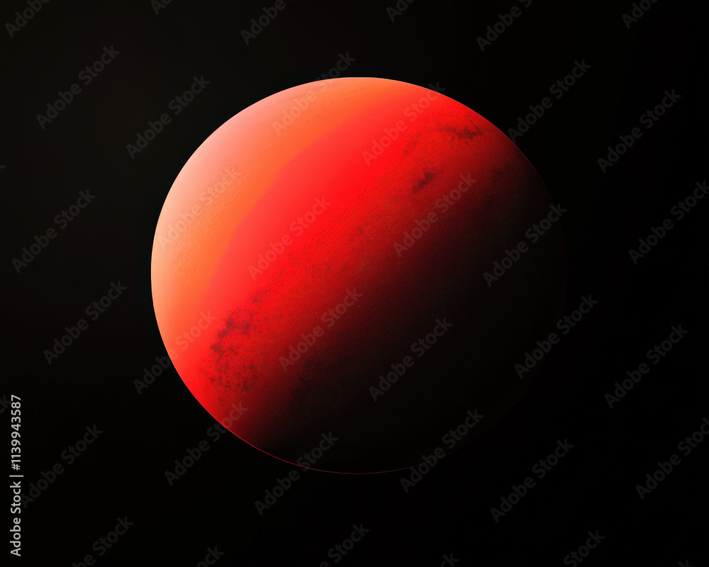Wall mural a red planet in the sky with a black background