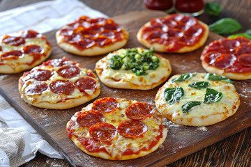 Mini pizzas with assorted toppings