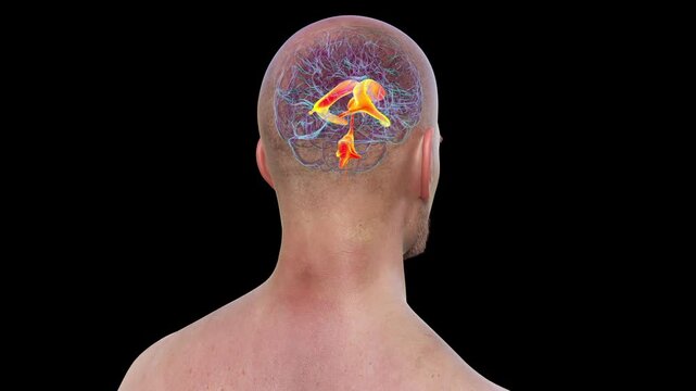 Ventricular system of brain, animation