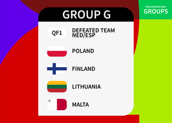 World Cup qualification 2026 in USA. Group G. Vector illustration.