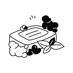 A soap bar icon, great for hygiene and beauty visuals