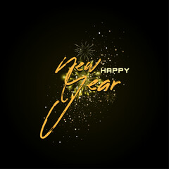 Happy new year elegant typography background holiday template for design card banner Vector