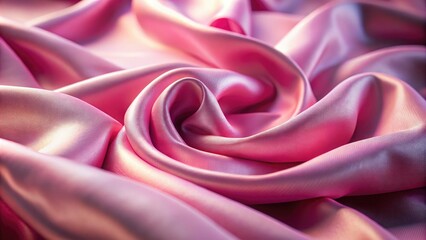 Obraz premium Tilt-shift photography captures the elegant texture of a close-up, smooth pink silk, creating a dreamy miniature world.