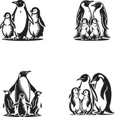 Penguin Family Silhouettes - Adobe Stock Vector Illustrations