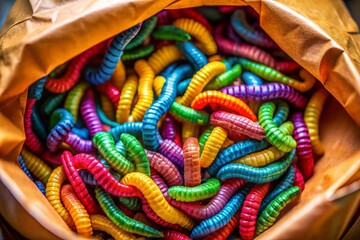 Obraz premium Colorful Paper Bag Packaging Protection: Worm's Eye View Design