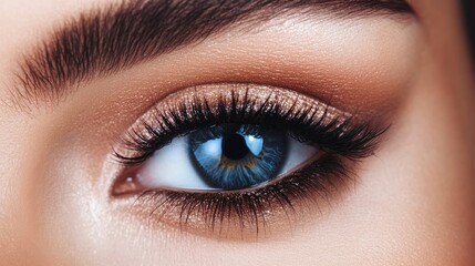 Obraz premium Close-up of an eye with mink-style eyelash extensions, showing off a rich black finish and seamless application.