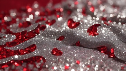 Macro Closeup of Water Drops on Red Surface - Heart-Shaped Texture for Valentine"