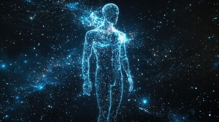 Celestial Human Form Amidst Starry Cosmos