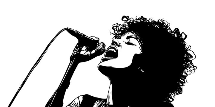 A performer showcasing vocal techniques in a masterclass for aspiring singers, Vector Graphic