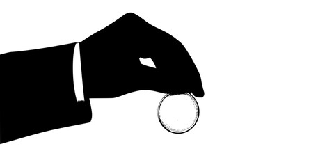 A person handling a commemorative coin minted for a special historical event, Vector Graphic