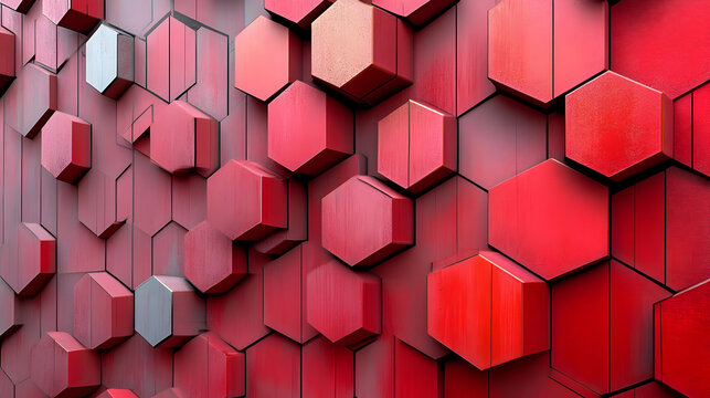 Red Hexagon 3D Abstract Background