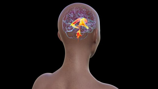 Ventricular system of brain, animation