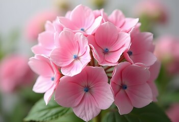 Obraz premium Phlox flower pink close up on a gray background it is horizontal. Macro. 
