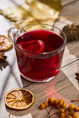 Glühwein drink on wooden board