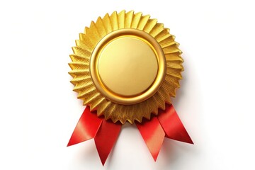 Flat-style gold medal illustration: winning business achievement rosette, perfect celebratory graphic for winners' badges.