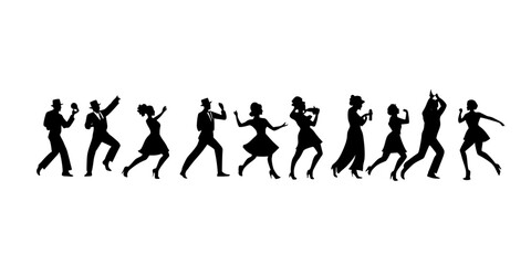 Obraz premium Dancers performing a lively salsa routine on stage during a festival, Vector Graphic