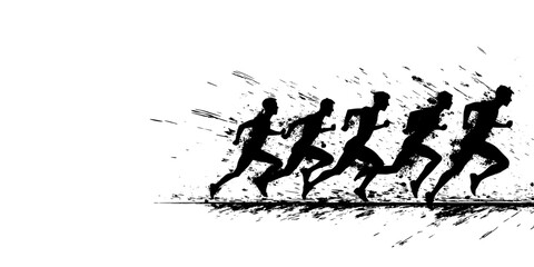 Individuals participating in a sprint competition at a local sports field, Vector Graphic