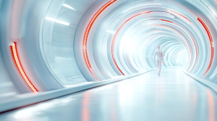 Obraz premium Norovirus spreads easily but prevention and treatment reduce infection. Futuristic Isolation Tunnel with Quarantine Concept