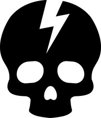 Cracked skull icon in flat style.