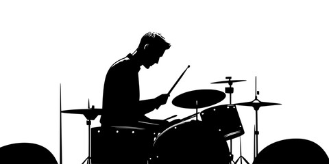 Fototapeta premium Drummer playing rhythm during a live band performance on stage, Digital Art