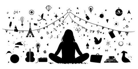 A person engages in language learning activities at a cultural festival, Digital Art