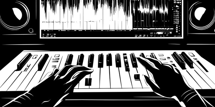 Audio samples being edited and manipulated to produce a custom sound effect for a project, Digital Art