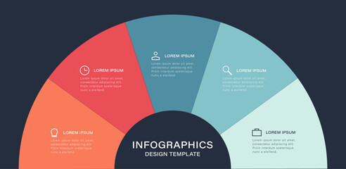 Pie chart infographic design template. Concept of 5 steps or options