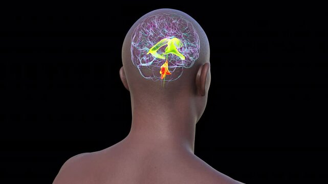 Fourth brain ventricle, animation