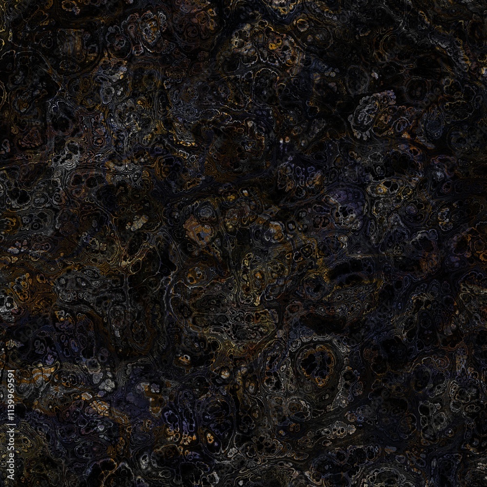 Aufkleber Intricate golden organic shapes gracefully create a striking and eyecatching abstract design against a dark backdrop