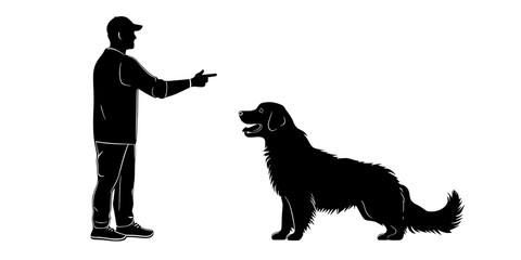 Individual instructing a dog to spin in place during a trick training session, Digital Art
