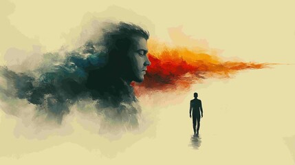 Fototapeta premium Inner Turmoil Man Contemplating Loss and Separation