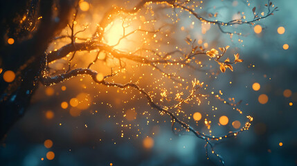 Golden Branch Abstract Background Illustration