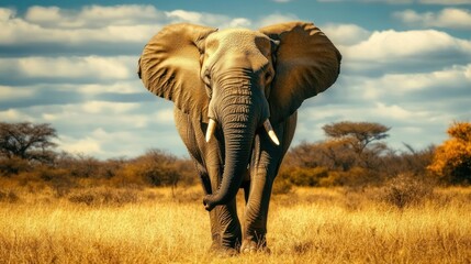 Fototapeta premium Majestic African Elephant in the Savanna