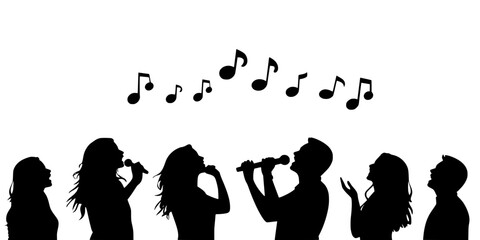 Singer demonstrating vocal techniques for blending in a group performance, Vectorized Art