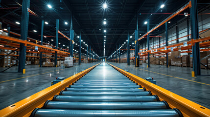 Fototapeta premium Programing conveyor systems in distribution center.