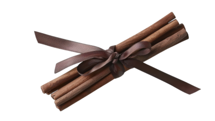 Cinnamon sticks tied with a dark ribbon on a vibrant background adding warmth and spice to culinary creations