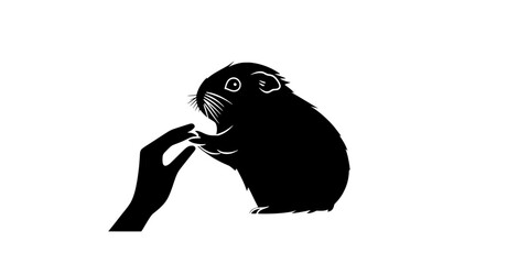 Individual trimming a guinea pig's nails using proper tools for safe grooming habits, Vectorized Art