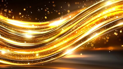 Luxurious Golden Waves  Abstract Background with Sparkling Lights   Glowing Accents