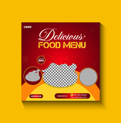 Delicious food menu and Restaurant social media banner template.