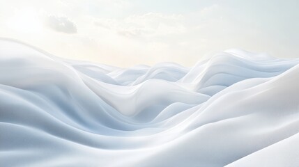 Serene undulating white hills under a soft sky, evoking tranquility.