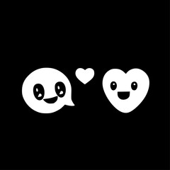 Obraz premium Conversation Hearts | Black and White Vector illustration