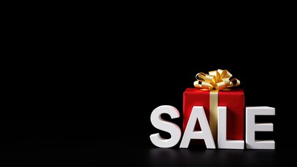 Fototapeta premium Exciting holiday sale with gift box and promotion text showcased for festive shopping season