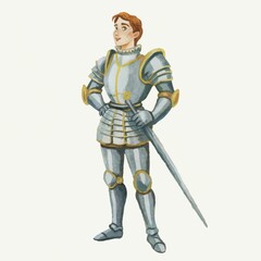 Obraz premium Illustration of an armored soldier with a sword