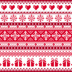Christmas pattern with hearts and presents - scandinavian ugly sweater sweater style
