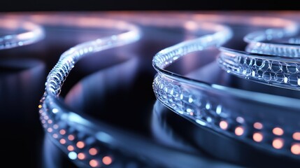 Abstract glowing glass pathways swirl design