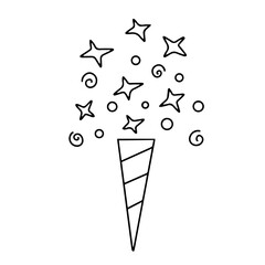 Vector drawing. Doodle Fireworks, Holiday fireworks. Design element