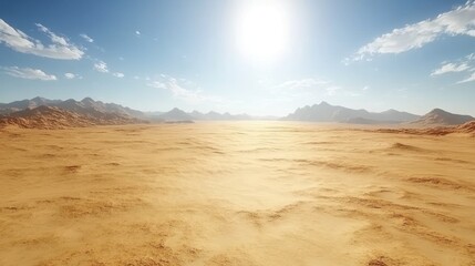 Fototapeta premium Vast desert landscape under a bright sun.